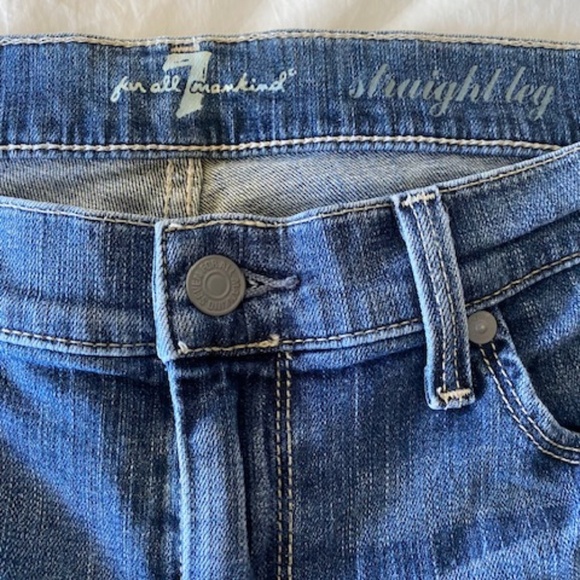 7 for all mankind (worn once) low straight medium wash jeans - 32 - Picture 6 of 9